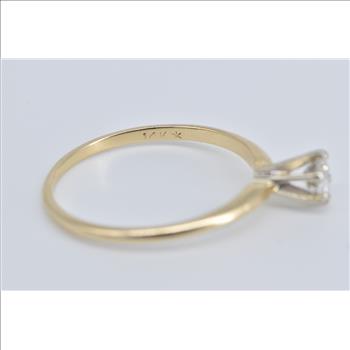 14K 0.36 Ct Diamond Solitaire Classic Engagement Yellow Gold Ring, Size 5.5