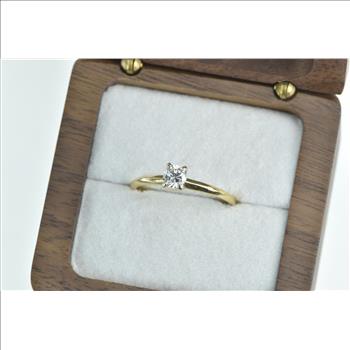 14K 0.37 Ct Diamond Solitaire Engagement Yellow Gold Ring, Size 9