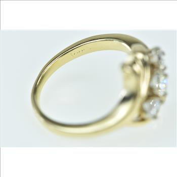 14K 0.37 Ctw Diamond Three Stone Bypass Yellow Gold Ring, Size 3.5