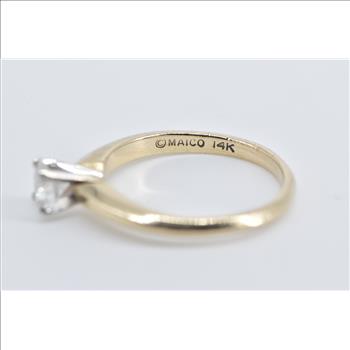 14K 0.38 Ct Diamond Solitaire Classic Engagement Yellow Gold Ring, Size 5.5