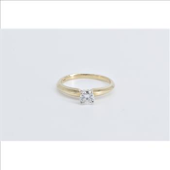 14K 0.38 Ct Diamond Solitaire Classic Engagement Yellow Gold Ring, Size 5.5