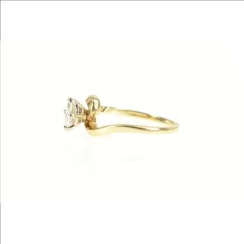 14K 0.38 Ct Marquise Diamond Solitaire Engagement Yellow Gold Ring, Size 6.25