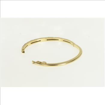 14K 0.38 Ctw Diamond Enamel Ornate Bangle Yellow Gold Bracelet 6.5
