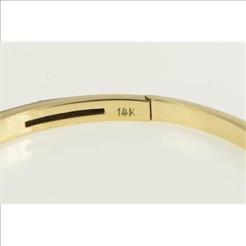 14K 0.38 Ctw Diamond Enamel Ornate Bangle Yellow Gold Bracelet 6.5