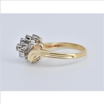 14K 0.38 Ctw Natural Diamond Vintage Cluster Yellow Gold Ring, Size 6.75
