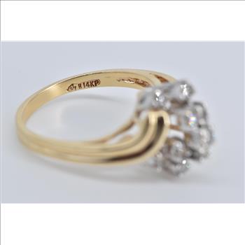 14K 0.38 Ctw Natural Diamond Vintage Cluster Yellow Gold Ring, Size 6.75