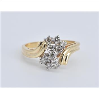14K 0.38 Ctw Natural Diamond Vintage Cluster Yellow Gold Ring, Size 6.75