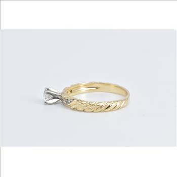 14K 0.39 Ct Diamond Twist Engagement Yellow Gold Ring, Size 7.25