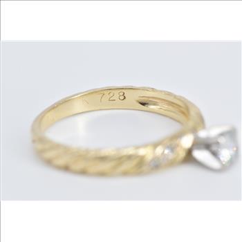 14K 0.39 Ct Diamond Twist Engagement Yellow Gold Ring, Size 7.25
