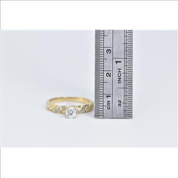 14K 0.39 Ct Diamond Twist Engagement Yellow Gold Ring, Size 7.25