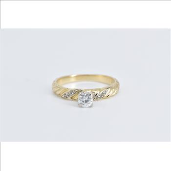 14K 0.39 Ct Diamond Twist Engagement Yellow Gold Ring, Size 7.25