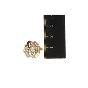 14K 0.39 Ctw Old Mine Cut Diamond Engagement Yellow Gold Ring, Size 6