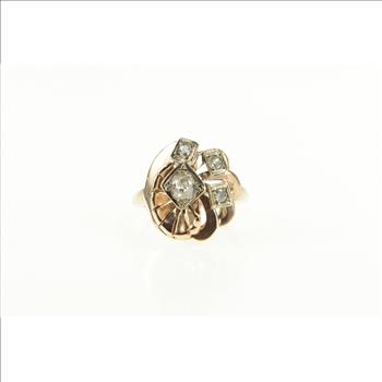 14K 0.39 Ctw Old Mine Cut Diamond Engagement Yellow Gold Ring, Size 6