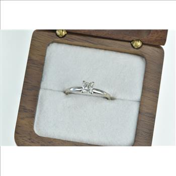 14K 0.40 Ct Princess Diamond Engagement White Gold Ring, Size 5.25