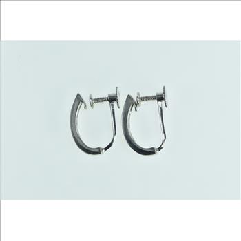 14K 0.40 Ctw Diamond Emerald Screw Back Hoop Yellow Gold Earrings