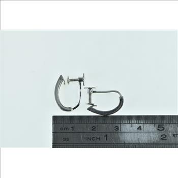 14K 0.40 Ctw Diamond Emerald Screw Back Hoop Yellow Gold Earrings