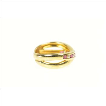 14K 0.40 Ctw Diamond Tourmaline X Band Yellow Gold Ring, Size 4.75
