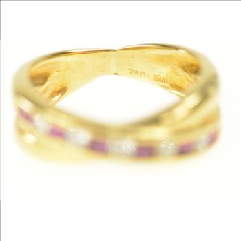 14K 0.40 Ctw Diamond Tourmaline X Band Yellow Gold Ring, Size 4.75