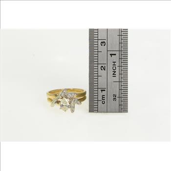 14K 0.40 Ctw Pear Diamond Bridal Engagement Yellow Gold Ring, Size 3.25