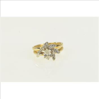 14K 0.40 Ctw Pear Diamond Bridal Engagement Yellow Gold Ring, Size 3.25