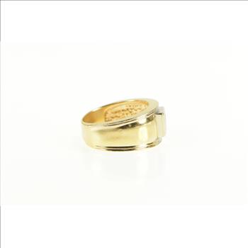 14K 0.40 Ctw Princess Cluster Squared Band Yellow Gold Ring, Size 6