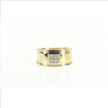 14K 0.40 Ctw Princess Cluster Squared Band Yellow Gold Ring, Size 6