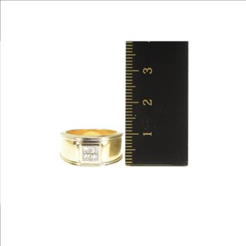 14K 0.40 Ctw Princess Cluster Squared Band Yellow Gold Ring, Size 6