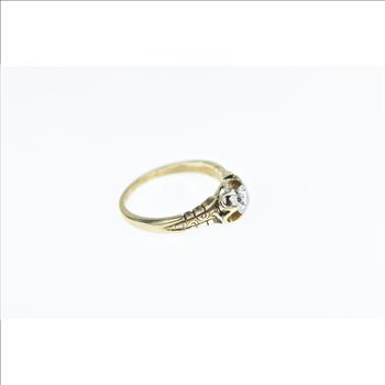 14K 0.41 Ct Old Euro Cut Diamond Engagement Yellow Gold Ring, Size 5.25