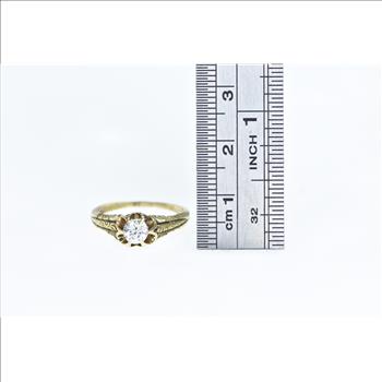 14K 0.41 Ct Old Euro Cut Diamond Engagement Yellow Gold Ring, Size 5.25
