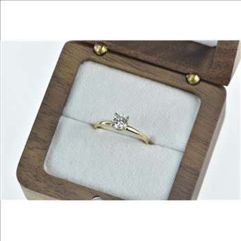 14K 0.42 Ct Diamond Solitaire Classic Engagement Yellow Gold Ring, Size 5.75