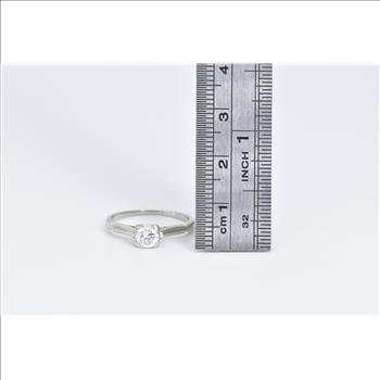 14K 0.42 Ct Natrual Diamond Solitaire Engagement White Gold Ring, Size 6.25