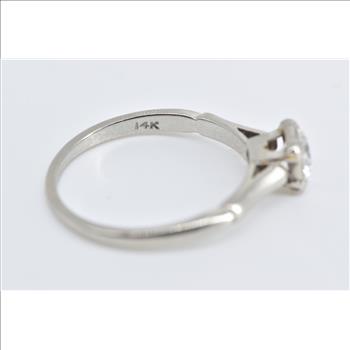 14K 0.42 Ct Natrual Diamond Solitaire Engagement White Gold Ring, Size 6.25