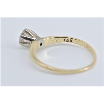 14K 0.42 Ct Natural Round Diamond Engagement Yellow Gold Ring, Size 6.25