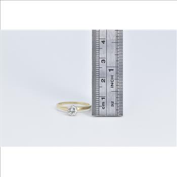 14K 0.42 Ct Natural Round Diamond Engagement Yellow Gold Ring, Size 6.25
