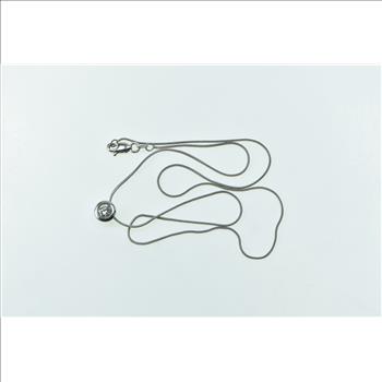 14K 0.45 Ct Diamond Round Solitaire Snake Chain White Gold Necklace 16.75