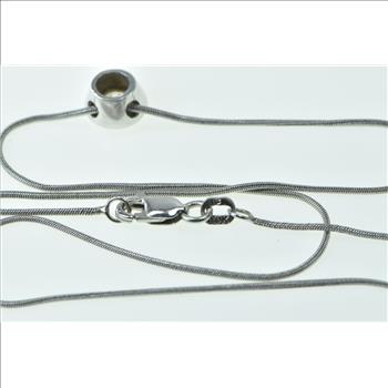 14K 0.45 Ct Diamond Round Solitaire Snake Chain White Gold Necklace 16.75