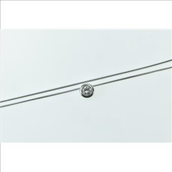 14K 0.45 Ct Diamond Round Solitaire Snake Chain White Gold Necklace 16.75