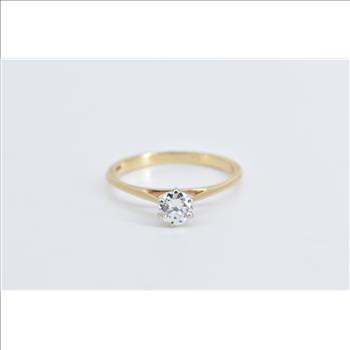 14K 0.45 Ct Euro Diamond Solitaire Engagement Yellow Gold Ring, Size 7.5