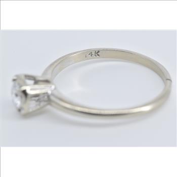14K 0.45 Ct Natural Diamond Vintage Engagement White Gold Ring, Size 9.25