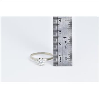 14K 0.45 Ct Natural Diamond Vintage Engagement White Gold Ring, Size 9.25