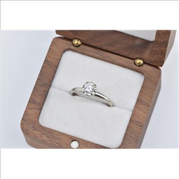 14K 0.45 Ct Natural Diamond Vintage Engagement White Gold Ring, Size 9.25