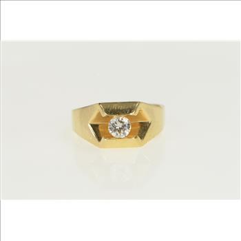 14K 0.45 Ct VS Diamond Pressure Set Men's Yellow Gold Ring, Size 8.75