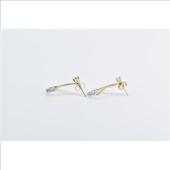 14K 0.45 Ctw Diamond Chevron Dangle Stud Yellow Gold Earrings