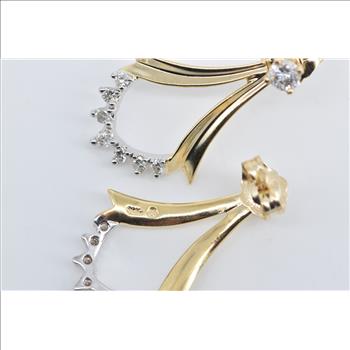 14K 0.45 Ctw Diamond Chevron Dangle Stud Yellow Gold Earrings