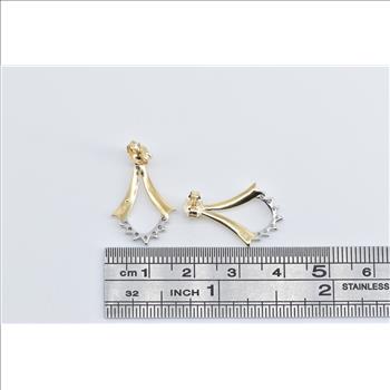 14K 0.45 Ctw Diamond Chevron Dangle Stud Yellow Gold Earrings