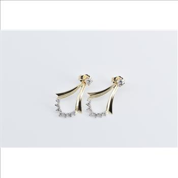 14K 0.45 Ctw Diamond Chevron Dangle Stud Yellow Gold Earrings