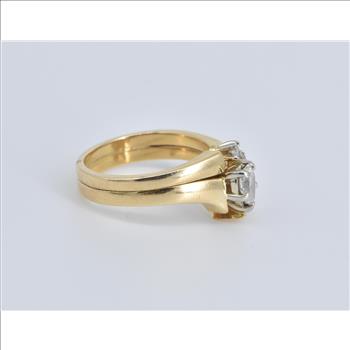14K 0.45 Ctw Pear Natural Diamond Bridal Set Yellow Gold Ring, Size 5.5