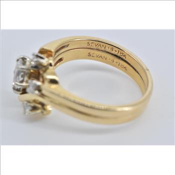 14K 0.45 Ctw Pear Natural Diamond Bridal Set Yellow Gold Ring, Size 5.5