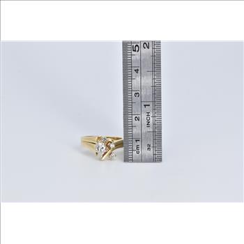 14K 0.45 Ctw Pear Natural Diamond Bridal Set Yellow Gold Ring, Size 5.5