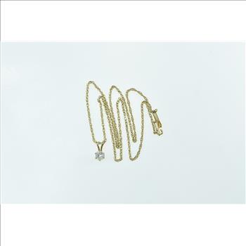 14K 0.46 Ct Diamond Round Solitaire Classic Pendant Yellow Gold Necklace 16.75